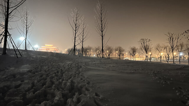 夜晚雪景