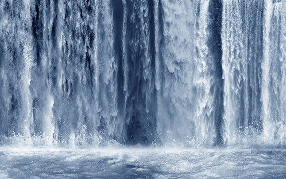 瀑布流水生财聚财瀑布蓝色瀑布