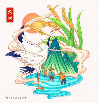 五常大米插画手绘