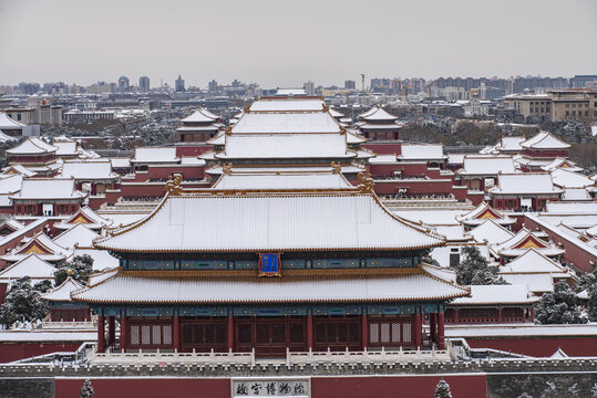 北京景山故宫雪景