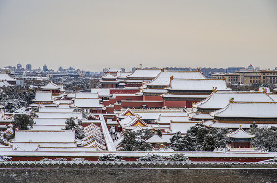 北京景山故宫雪景