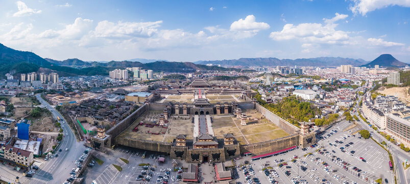 横店影视城秦王宫景区航拍