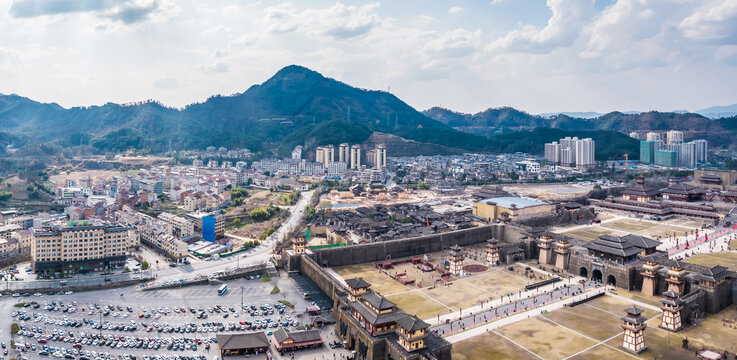 横店影视城秦王宫景区航拍