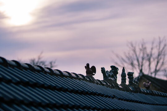 夕阳下的老房屋