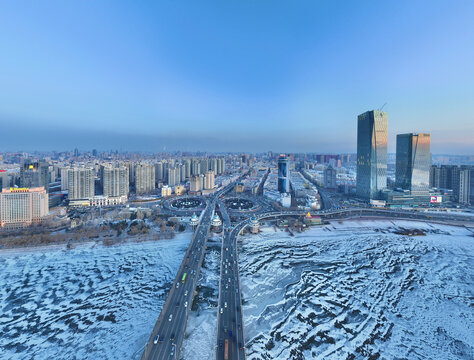 哈尔滨城市雪景风景