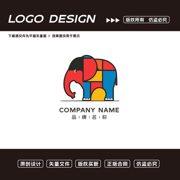 卡通大象logo标志