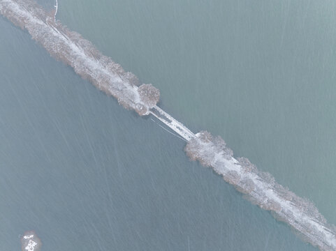 武汉东湖风景区雪景风光