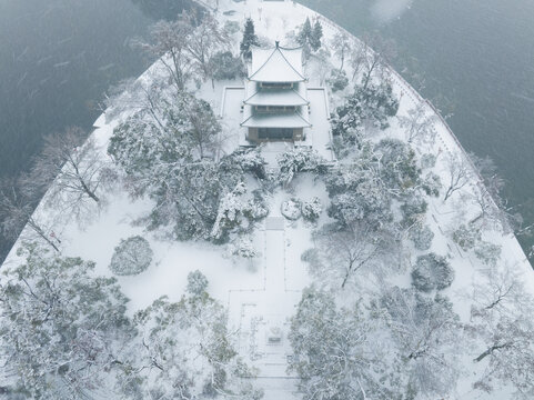 武汉东湖风景区雪景风光