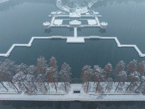 武汉东湖风景区雪景风光