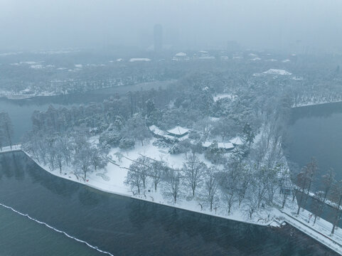 武汉东湖风景区雪景风光