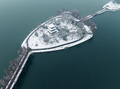 武汉东湖风景区雪景风光