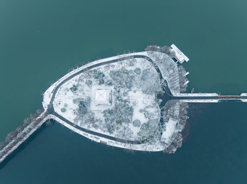 武汉东湖风景区雪景风光