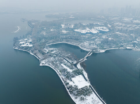 武汉东湖风景区雪景风光