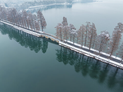 武汉东湖风景区雪景风光