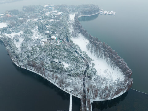 武汉东湖风景区雪景风光