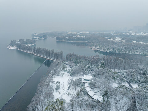 武汉东湖风景区雪景风光