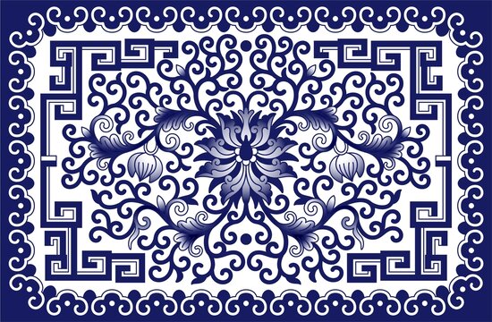 青花如意莲花纹