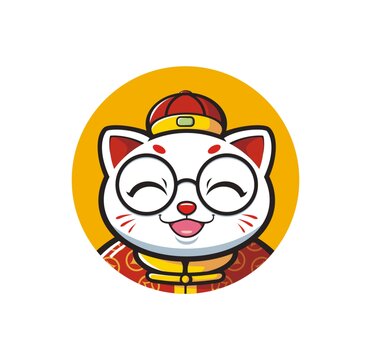 卡通可爱小猫掌柜头像矢量图