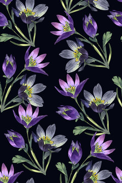 紫色花卉印花图案