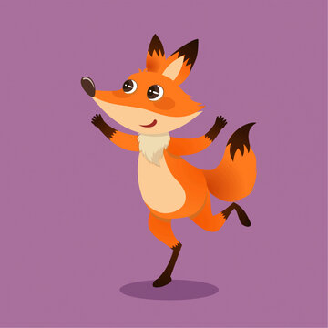 跳舞的红狐狸童话插画