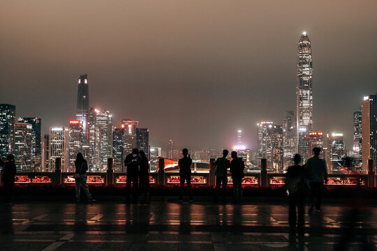 深圳CBD中轴线夜景莲花山