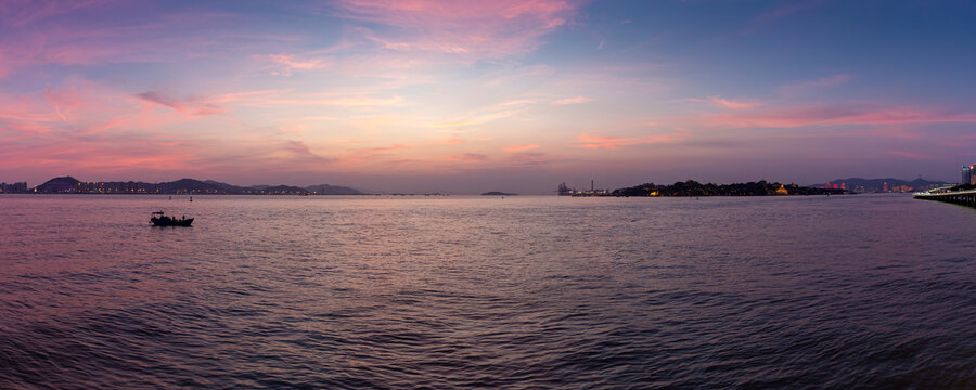 厦门海洋日落晚霞风景