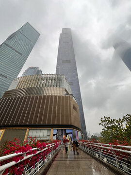 广州城市景观春分烟雨云海