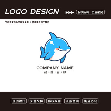 卡通海豚logo标志