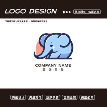 卡通大象logo标志