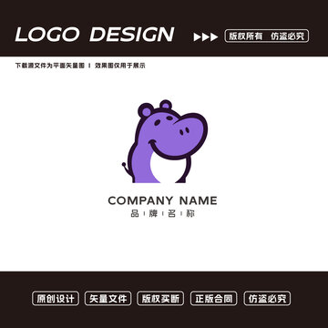 卡通河马logo标志