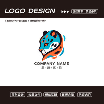 卡通豹子logo标志