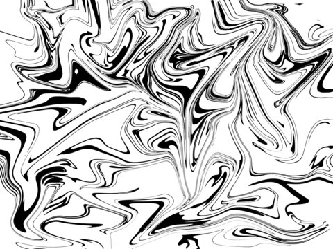 黑白线性流体抽象画