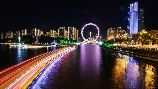 天津眼海河夜景