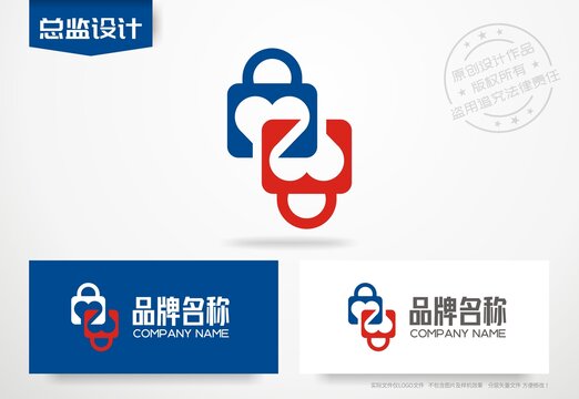 爱心锁logo购物中心标志