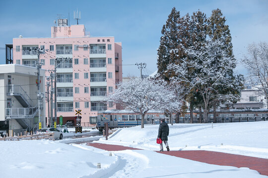 雪地里的行人