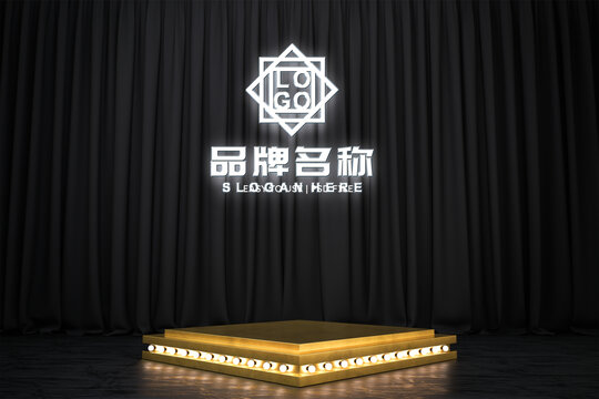 舞台白色效果logo样机