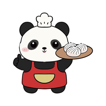 卡通厨师熊猫