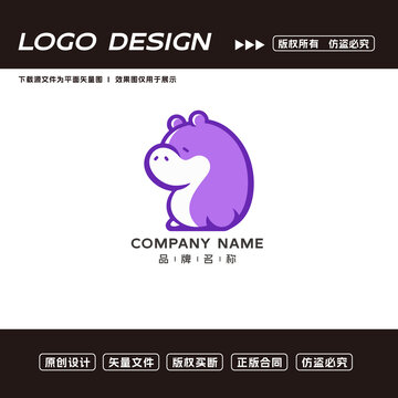 卡通河马logo标志