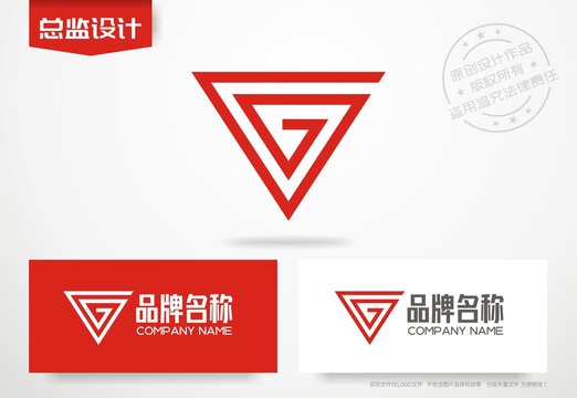 字母G健身logo倒三角标志