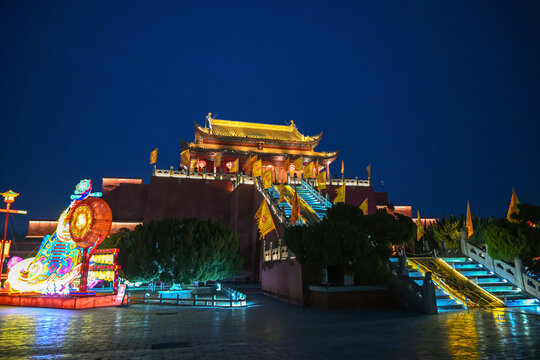 开封龙亭公园元宵节灯会彩灯夜景