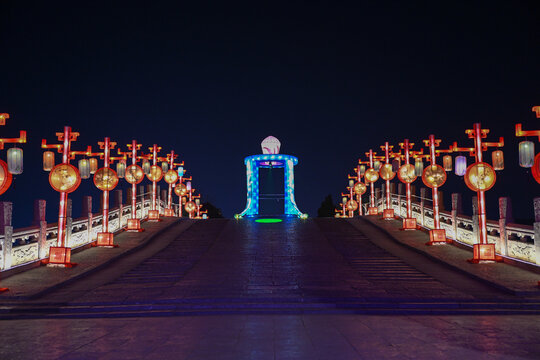 开封龙亭公园元宵节灯会彩灯夜景