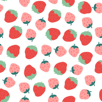 印花图案草莓四方连续图