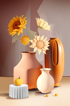 向日葵花卉花瓶装饰画