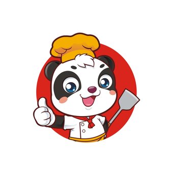 卡通可爱熊猫厨师竖大拇指头像