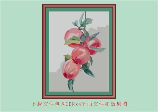 矢量苹果抽象彩铅苹果油画