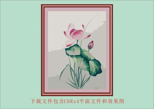 矢量抽象荷花花卉背景画装饰画