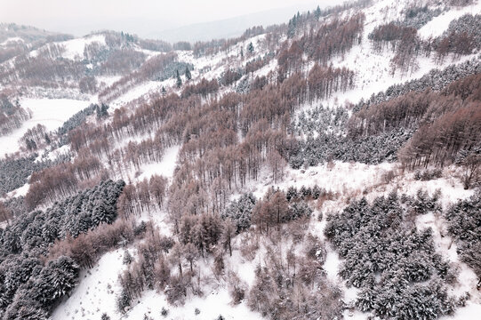 吉林松岭雪村冬季东北农村雪景