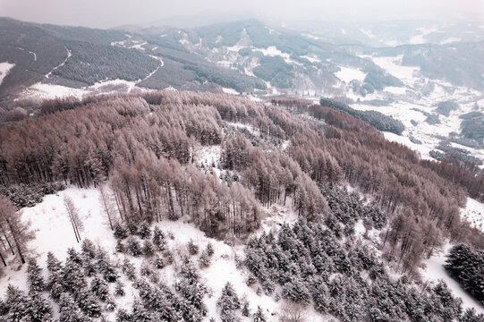 吉林松岭雪村冬季东北农村雪景