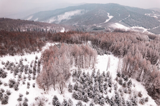 吉林松岭雪村冬季东北农村雪景