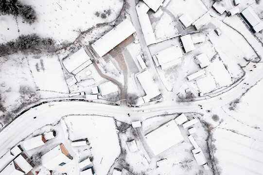 吉林松岭雪村冬季东北农村雪景